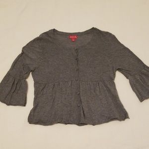 Elle grey button up sweater with bell sleeves